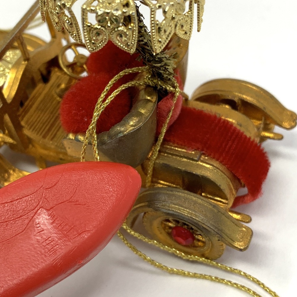Lot 4 Vintage Koestel Maxwell & Renault Golden Jeweled Car Ornaments W Germany - Picture 12 of 13